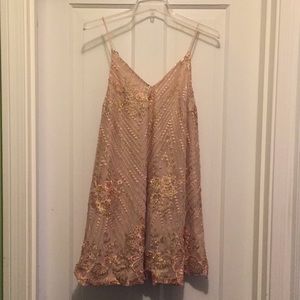 Rose gold sparkle evening dress